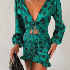 Πράσινο Λεοπάρ Φόρεμα